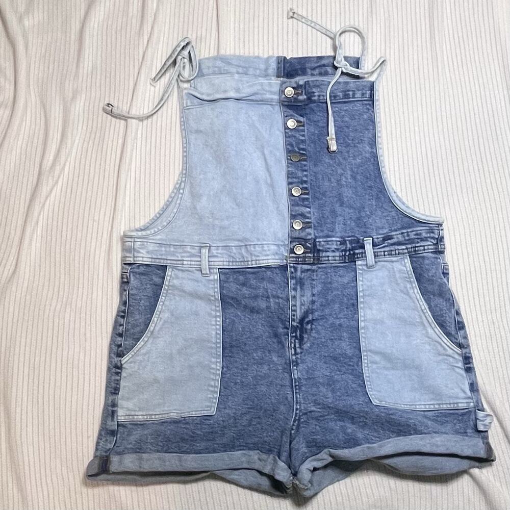 Celebrity Pink Color block shortalls XXXL 23-25 adjustable boho grunge Y2K